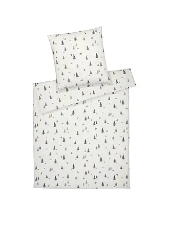 ELEGANTE | Flanell Bettwäsche WINTERWALD 70x90cm/140x200cm Weiss | 